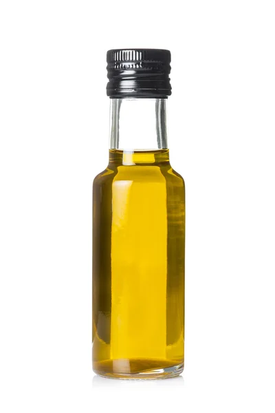 Glass bottle with olive oil isolated on white background Royalty Free Stock Images