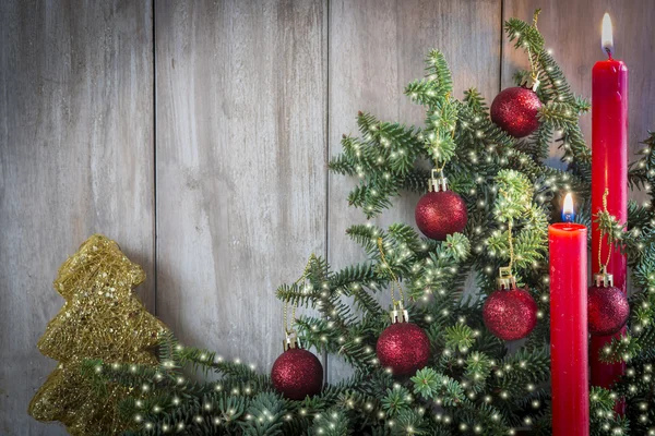 Christmas greeting card with candles — Stock Photo, Image