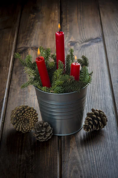 Tarjeta de felicitación de Navidad con velas —  Fotos de Stock