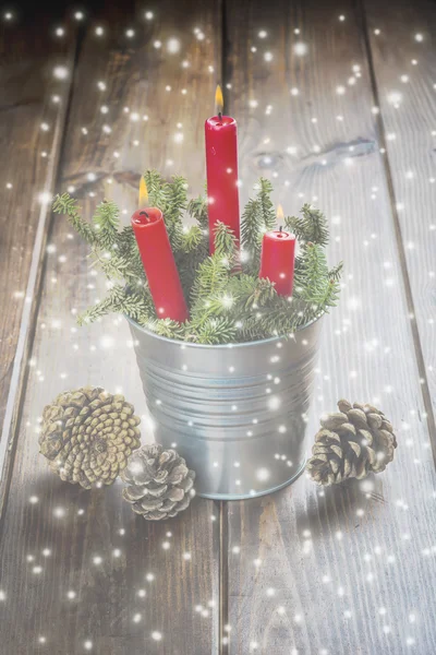 Christmas greeting card with candles — Stock Photo, Image