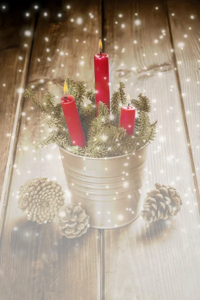 Cartão de felicitações de Natal com velas — Fotografia de Stock