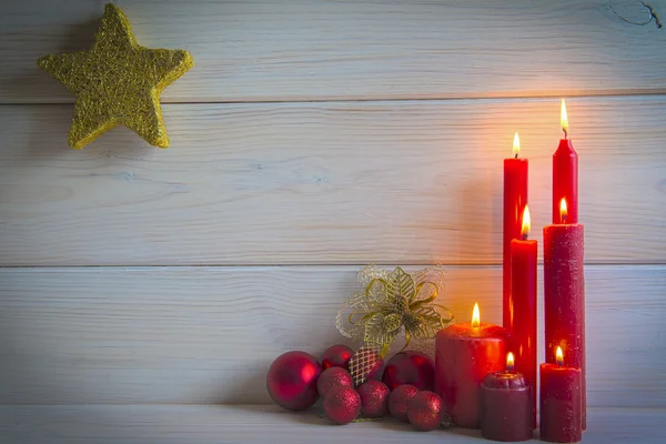 Christmas background with candles and a space for text — Stock Photo, Image