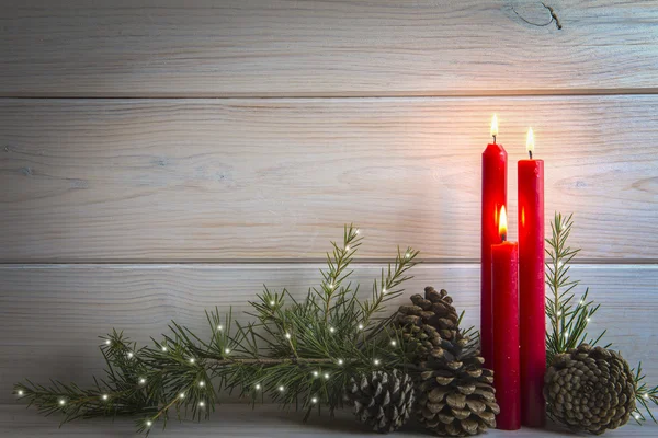 Kerstmis achtergrond met kaarsen en een ruimte voor tekst — Stockfoto