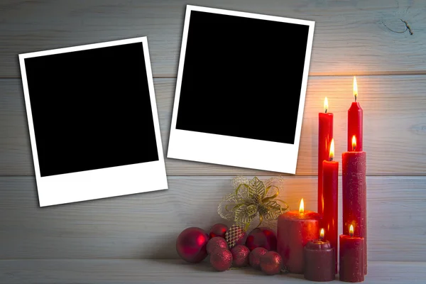 Christmas background with candles and a space for text — Stock Photo, Image