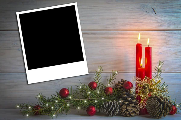 Christmas background with candles and a space for text — Stock Photo, Image
