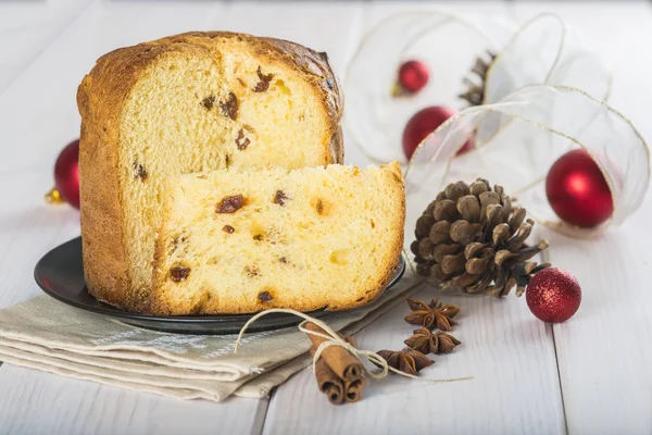 Christmas fruit cake panettone — Stock Photo, Image
