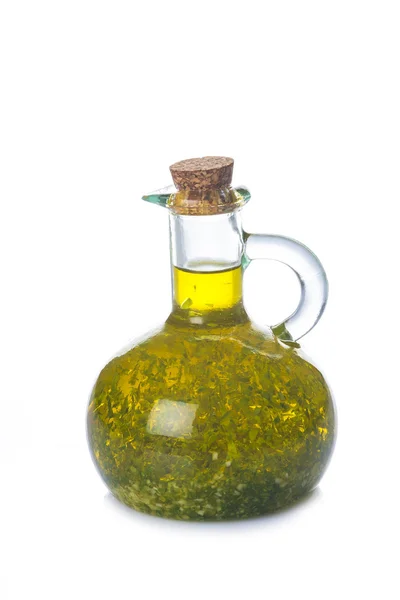Olive oil with garlic and parsley — Stock Photo, Image