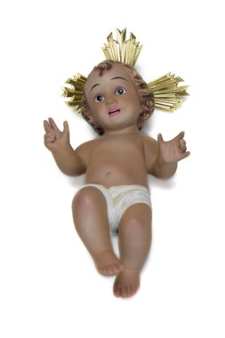 Çocuk beyaz bir arka plan üzerinde izole İsa