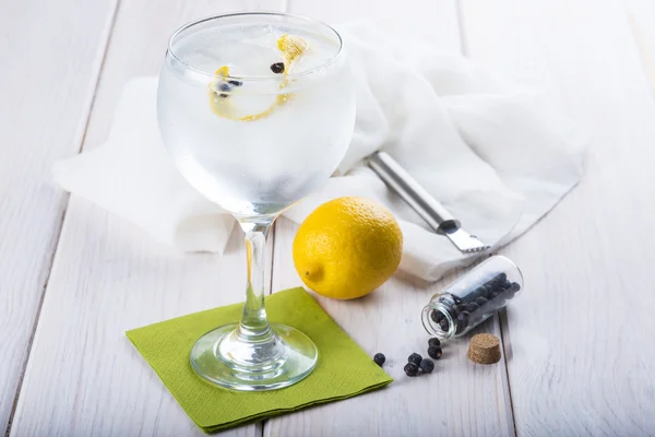 Ginebra y tónica en un vaso de tubo —  Fotos de Stock