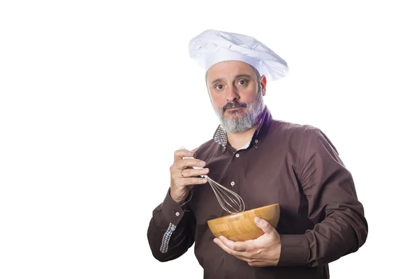 Grappige cook man geïsoleerd op witte achtergrond — Stockfoto