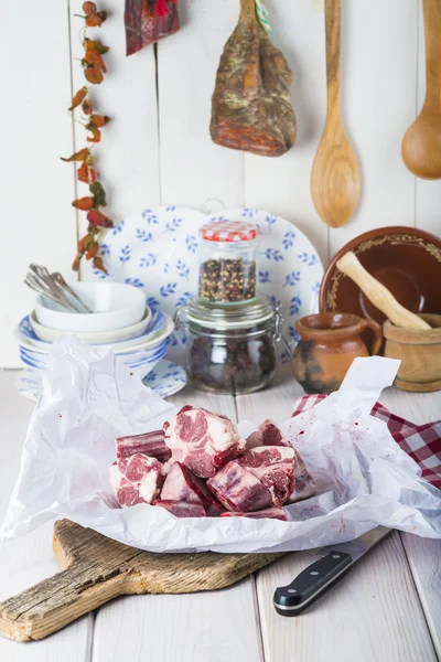 Raw oxtail on the table of the kitchen — Stock Photo, Image