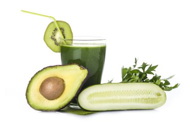 Yeşil yüzlü beyaz arka plan üzerinde izole