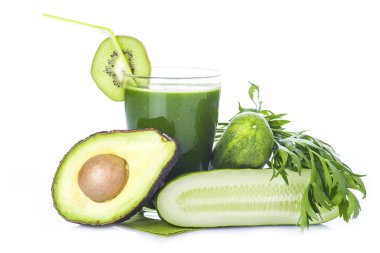 Yeşil yüzlü beyaz arka plan üzerinde izole