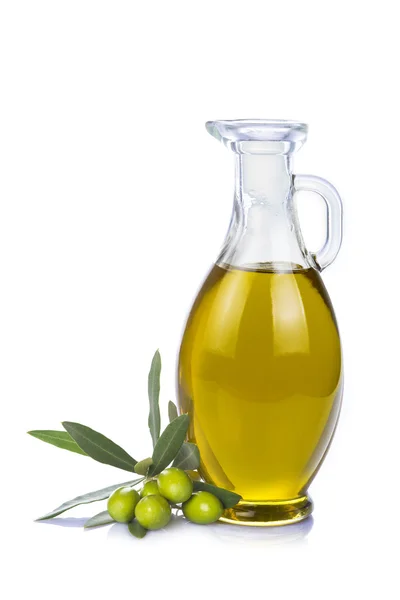 Butelka oliwy z oliwek na białym tle na białym tle. — Zdjęcie stockowe