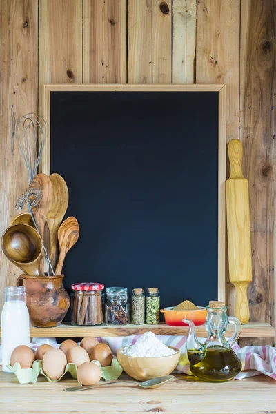 Tabule s kopií prostor a pečivo ingredience — Stock fotografie