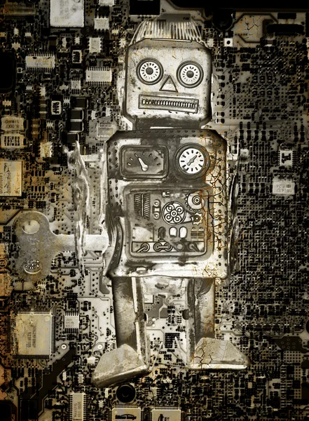 Concept gebroken elektronica en robot — Stockfoto