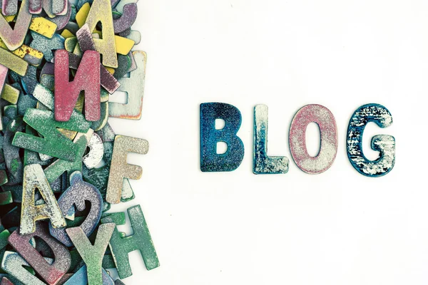 Блог божевільні заморожені дерев'яні літери — стокове фото