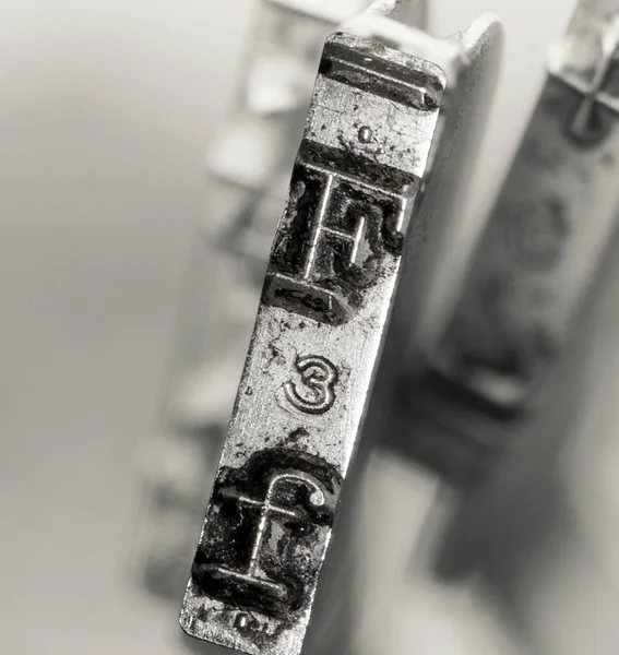 Macro Letter Old Typewriter Monochrome — Stock Photo, Image