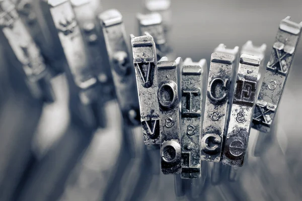 Máquina Escribir Vintage Con Palabra Voz — Foto de Stock