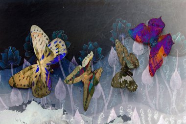 Grunge kelebek duvar kağıdı