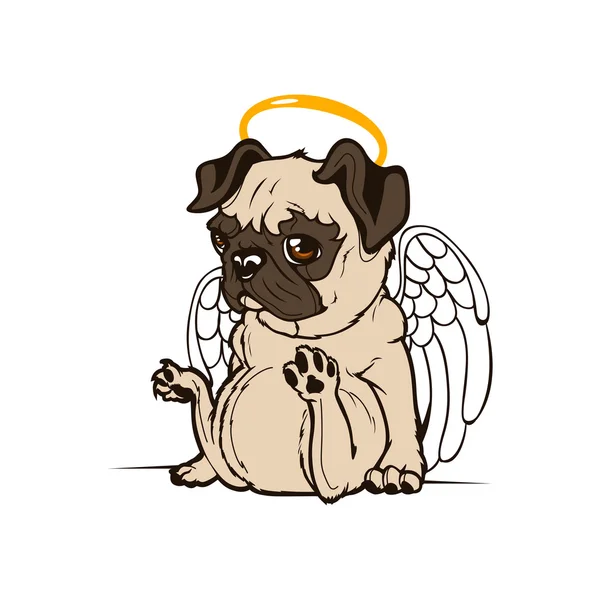 Anjo do filhote de cachorro Pug — Vetor de Stock