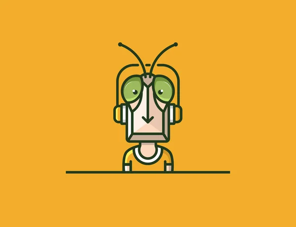 Insect mascot. Headphones character — Stock Vector