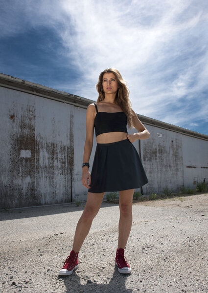 Pretty Fashion Model Standing Outdoors