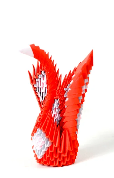 Origami Zwaan-Vogel op een wit — Stockfoto