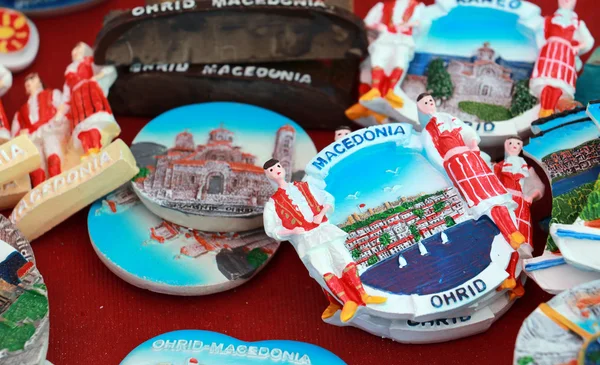 Souvenirs from Ohrid and Ohrid lake, Macedonia. Ohrid es un destino turístico muy conocido en los Balcanes . — Foto de Stock