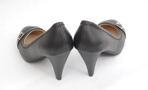 흰색 바탕에 섹시 한 블랙 여성 신발. — 스톡 사진