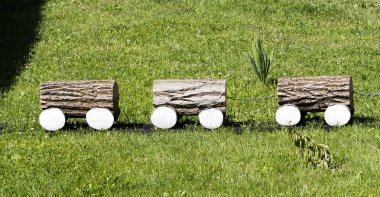 şirin yakacak odun trende bir ot. bir arka bahçe dekorasyon