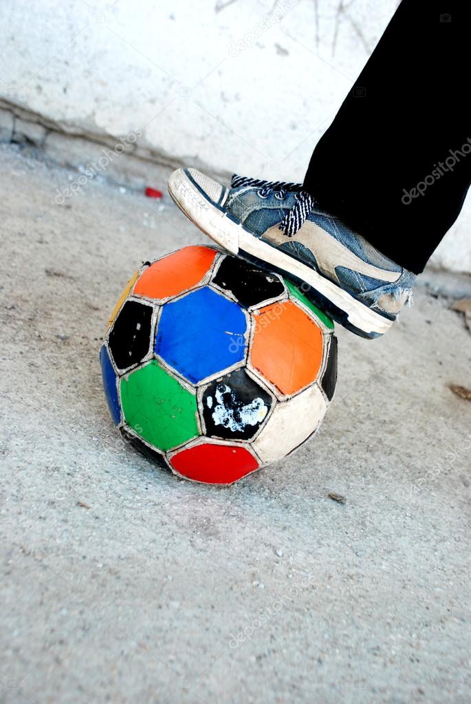 soccer ball , colorful, old , ragged