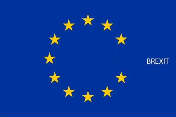 Bandeira da União Europeia sem uma estrela e texto Brexit — Fotografia de Stock