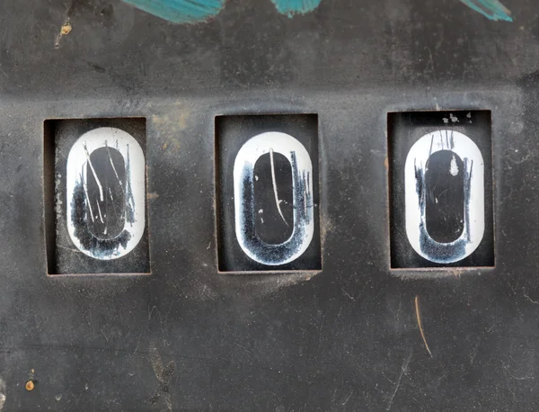 Old rusty counter on gasoline out damaged pump — Stock Photo, Image