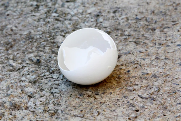 Casca de ovo em um cimento — Fotografia de Stock