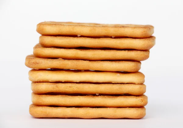 Salted crackers on white — Stock Photo, Image