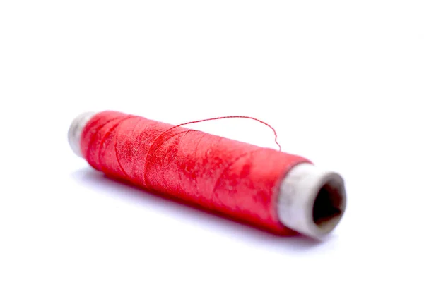 Шити Мотузку Білому Зображенням Червоного Кольору — стокове фото