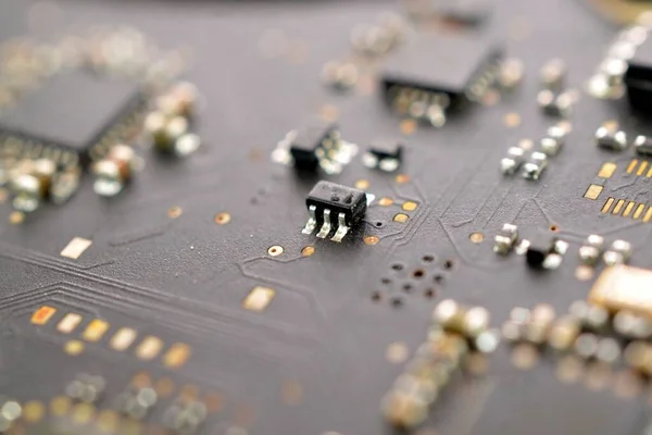 Macro Prise Une Image Carte Circuit Sale — Photo