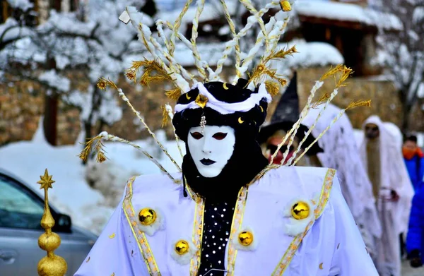 Teilnehmer Einem Karneval Vevcani Mazedonien — Stockfoto