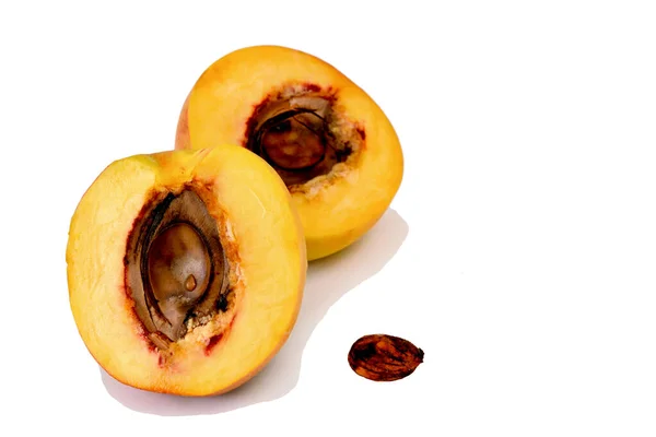 Beautiful Peach Slices Isolated White Background — Stock Photo, Image
