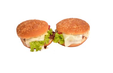 Beyaz arka planda hamburger..