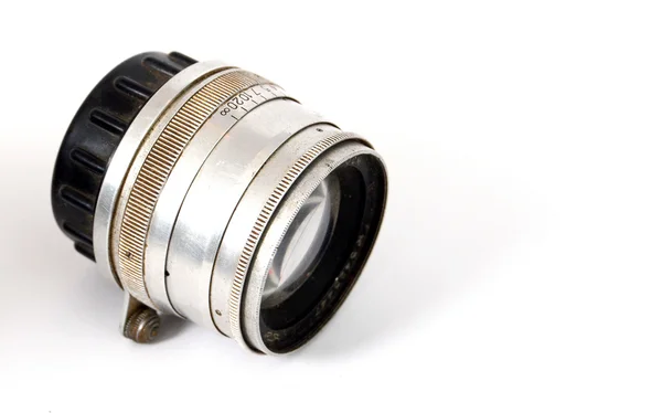 An Old Manual Control Camera Lens Isolated On White — Stock Photo, Image