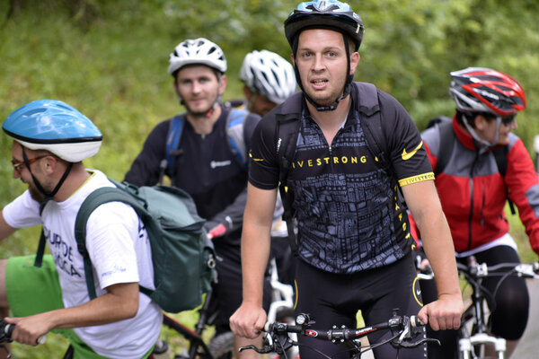 NATIONAL PARK GALICICA, MACEDONIA -JUNE 21, 2015: Bicycle Tour "Tour de Galichitsa" was organized by the cycling-Mountain Bike Club Prespa. Тур проводится второй год, участники имели возможность
