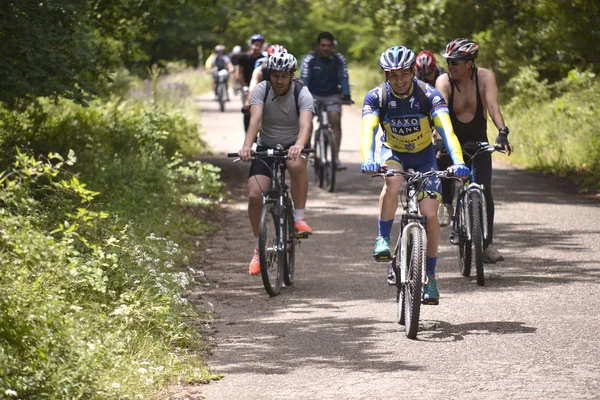 Nationaal Park Galicica, Macedonië-21 juni, 2015:Bicycle Tour "Tour de Galichitsa" werd georganiseerd door de fietsen-Mountain Bike Club Prespa. De tour is het tweede jaar gehouden, deelnemers hadden de opport — Stockfoto