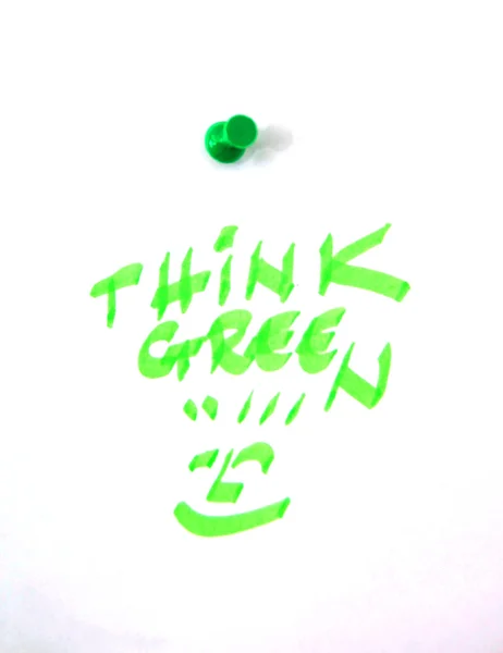 Pensare concetto verde disegno illustrazione vernice su bianco — Foto Stock