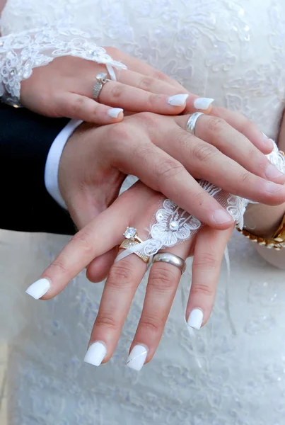 Bride and groom hands — Stock Photo, Image