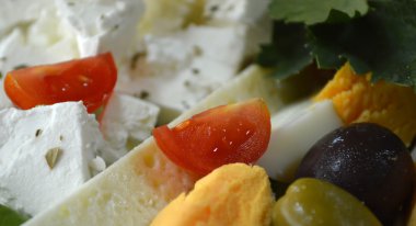 İyi dekore edilmiş gıda, kanepeler, soğuk, kesim, açık büfe