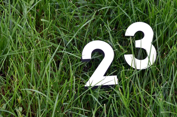 Numbers on a grass — Stock Photo, Image