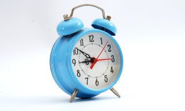 blue alarm clock on a white background clipart