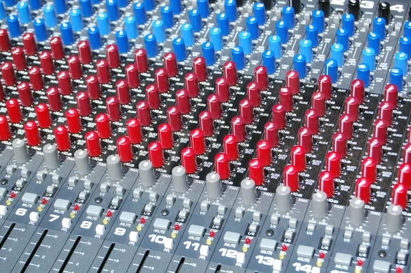 Controls of sound mixing console — Stock Photo, Image